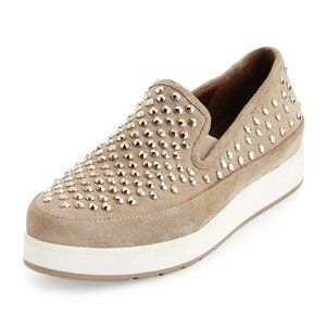 Donald J. Pliner “Mickey” Taupe Studded Sneakers